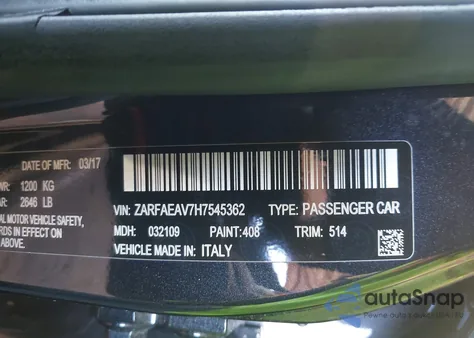 2017 Alfa Romeo Giulia Quadrifoglio Rwd from USA, damaged, VIN ZARFAEAV7H7545362